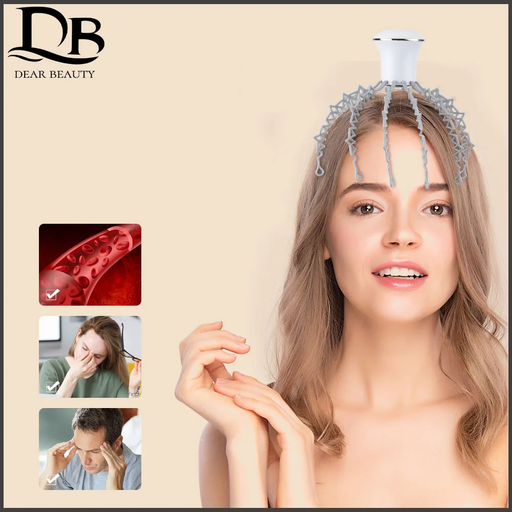 12-Claw Head Massager Electric Vibration Relieve Fatigue Headache Scalp Relaxation Wireless Portable USB Charging