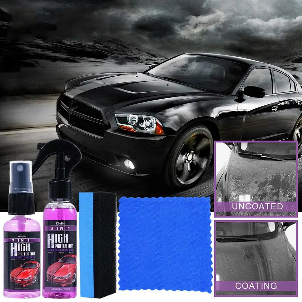 3 In 1 Quick Coating Spray High Protection Car Coating Restorer Set Spray Paint Repair 3PCS Ceramic Coating Car Q8Y4