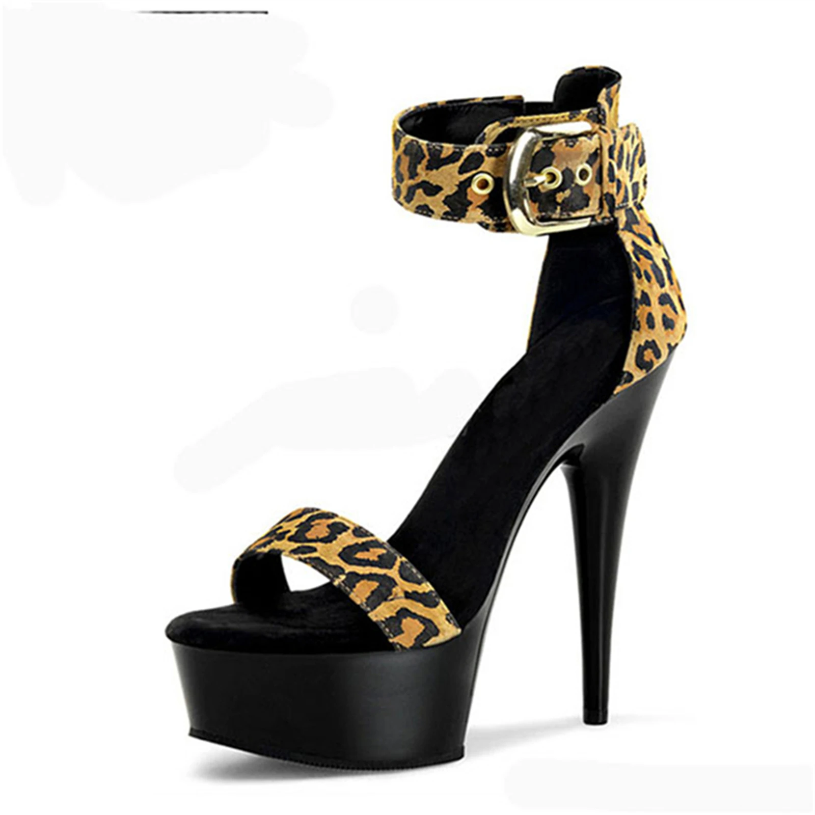 

​ Черные сабо на высоком каблуке с несколькими ремешками 15 см, босоножки на платформе из лакированной кожи с массивной подошвой и металлическими пряжками, острая массивная обувь