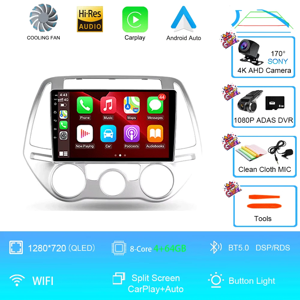 Android 16 Carplay Auto Multimedia Speler Autoradio voor Hyundai I20 2010 2012 2013 2014 DSP Autoradio GPS Stereo 2din Head Unit