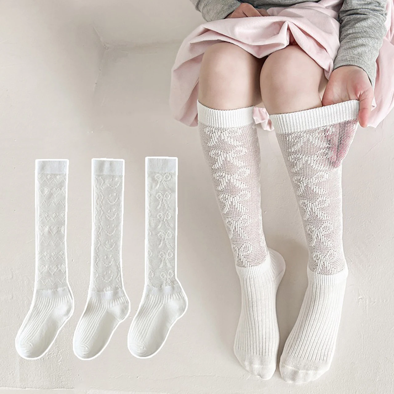 

Белые сетчатые чулки-гольфы для девочек в стиле JK, летние детские носки до колена с кружевом, 9-12 лет