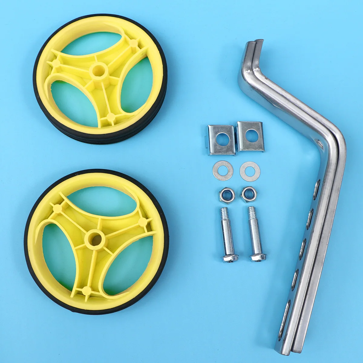 

1 Set Of Durable Mute Kids Bike Auxiliary Wheels 12 Inch Bracket Flashing Red Wear Resistant Adjustable Sturdy Training Cycling