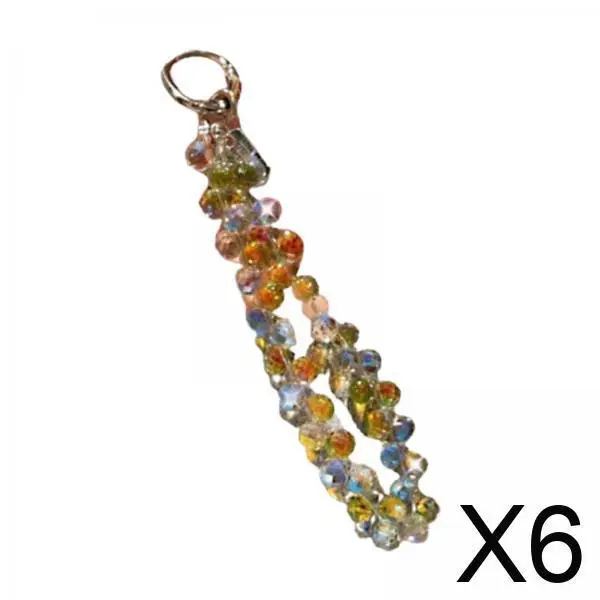

6xBeaded Key Chain Bracelet Keyring for Headphone Case Car Accessories Handbag Colorful