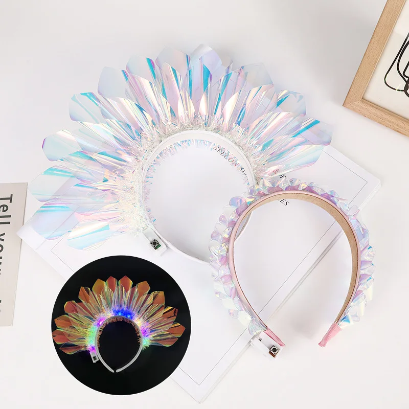 Women Girls Light Up Headband Flash Glowing Hair Band Luminous Laser Hair Hoop for Nightclub Party Costume  Christmas navidad