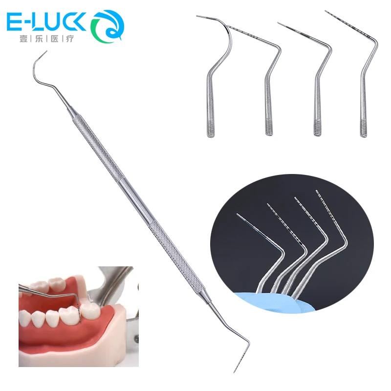 Dental Stainless Steel Periodontal Probe With Scaler Explorer Instrument Tool Scaler Explorer with Angle