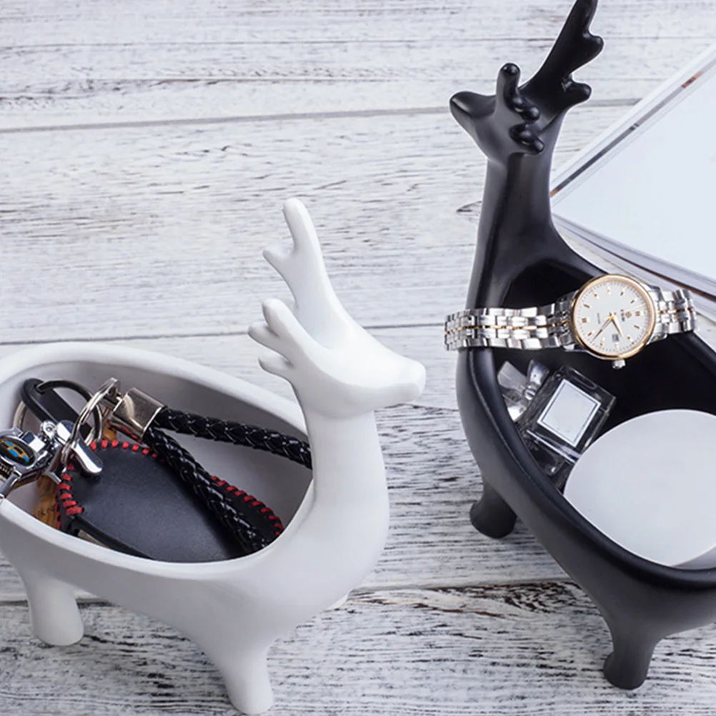 

1Pcs Key Storage Decorative Box Resin Deer Shaped Organizer for Home Desktop European Style Craft Case Small Items Holder