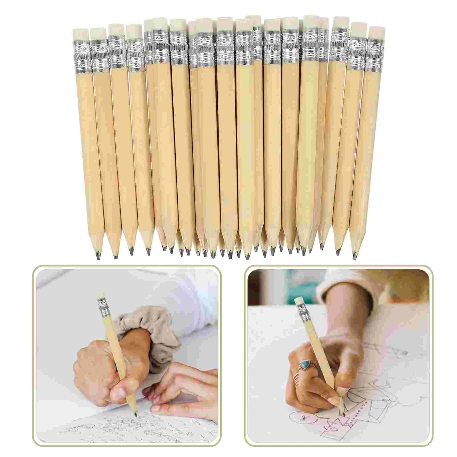 50 Pcs Mini Short Pencil Toddler Pencils Small Pupil Golf for Kids Log Wooden Erasable Preschool