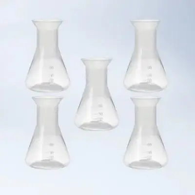 

5 pcs Plastic Erlenmeyer Flask 50ml Laboratory Cone Bottle Clear Measuring Chemistry Experiment Teaching Equipment