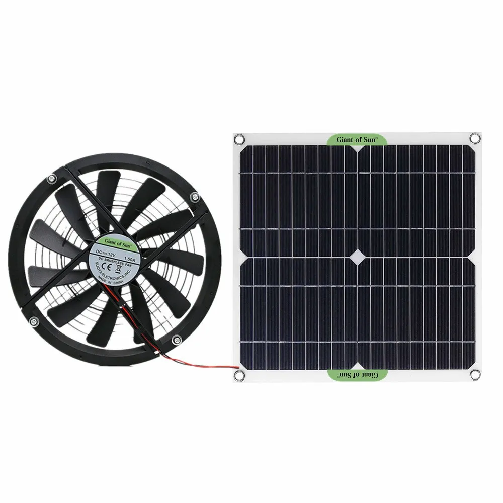 100W Solar Panel Fan 100W Weatherproof Solar Fan For Pets Ready-to-Use Solar Vent Fan Exhaust Fan For Home Attic Greenhouse RV