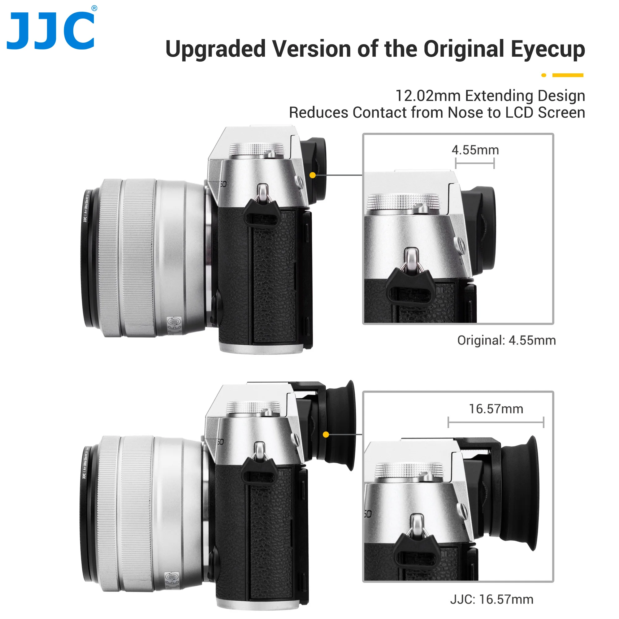 JC تمديد طويل لينة المطاط عين كأس عدسة الكاميرا غطاء ل فوجي فوجي فيلم X-T50 XT50 كاميرا بدون مرآة عميق اييشادي حامي