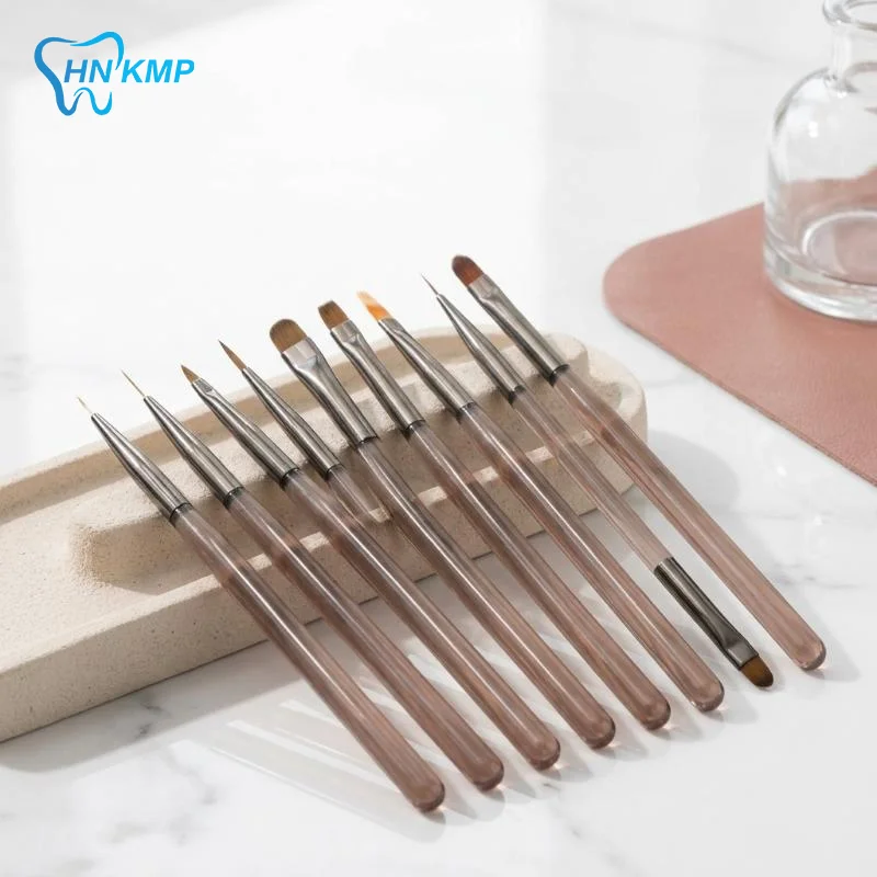 9Pcs Professional Acrylic Nail Brush Set Semi-transparent Nail Art Brush Nail Line Draw Waterproof For Home DIY Manicure Salon