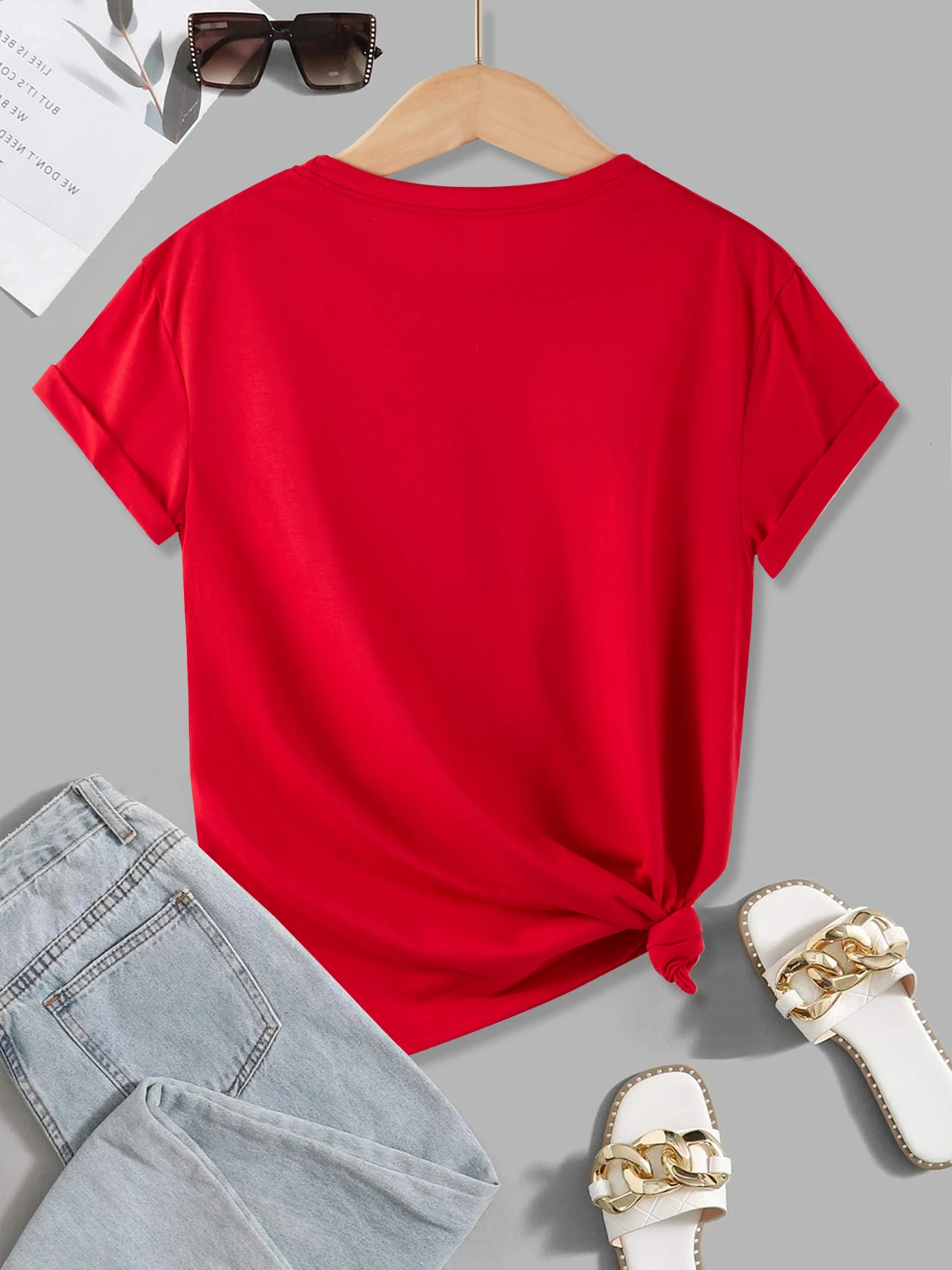 Bear Sister Drinking Beverages Prints T-Shirt Womens Summer T Shirts Soft Loose Short Sleeve Tops Casual O-Neck Woman Clothes