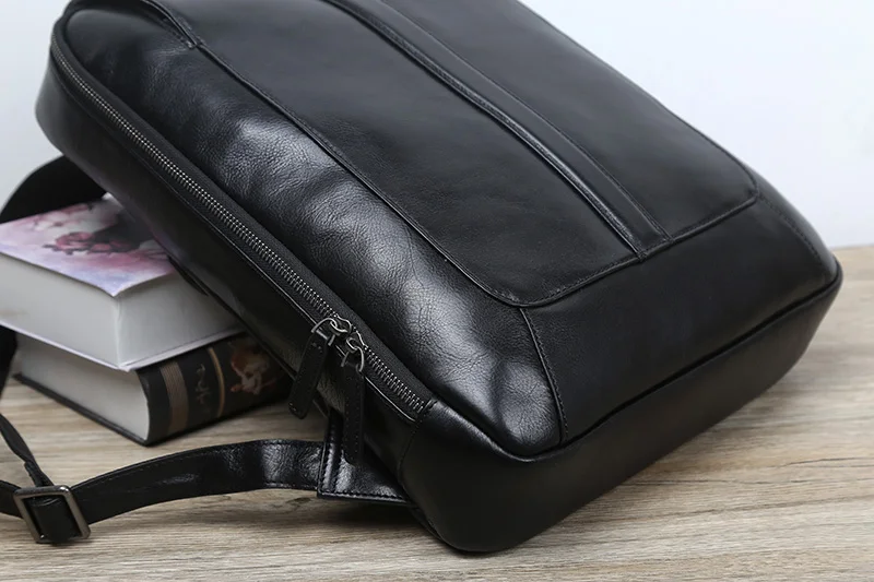 NZPJ Männer Leder Rucksack Natürliche Rindsleder Casual Computer Tasche Retro Hohe Kapazität Schule Tasche Trendy Männer Tasche Für 15,6 Zoll laptop – Detail 10