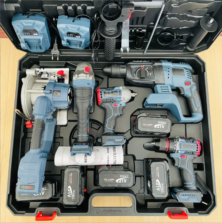 21v Lithium Battery Cordless Electric Drill Power Drilling Machines Brushless Drill Tools Combo Set