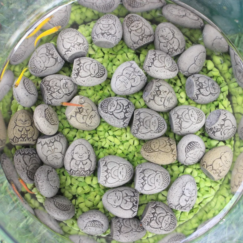 

Durable Exquisite Stone Buddha Figurine Realistic Handmade Buddha Ornament Resin Crafts Flower Pot Decor for Fish Tank Aquarium