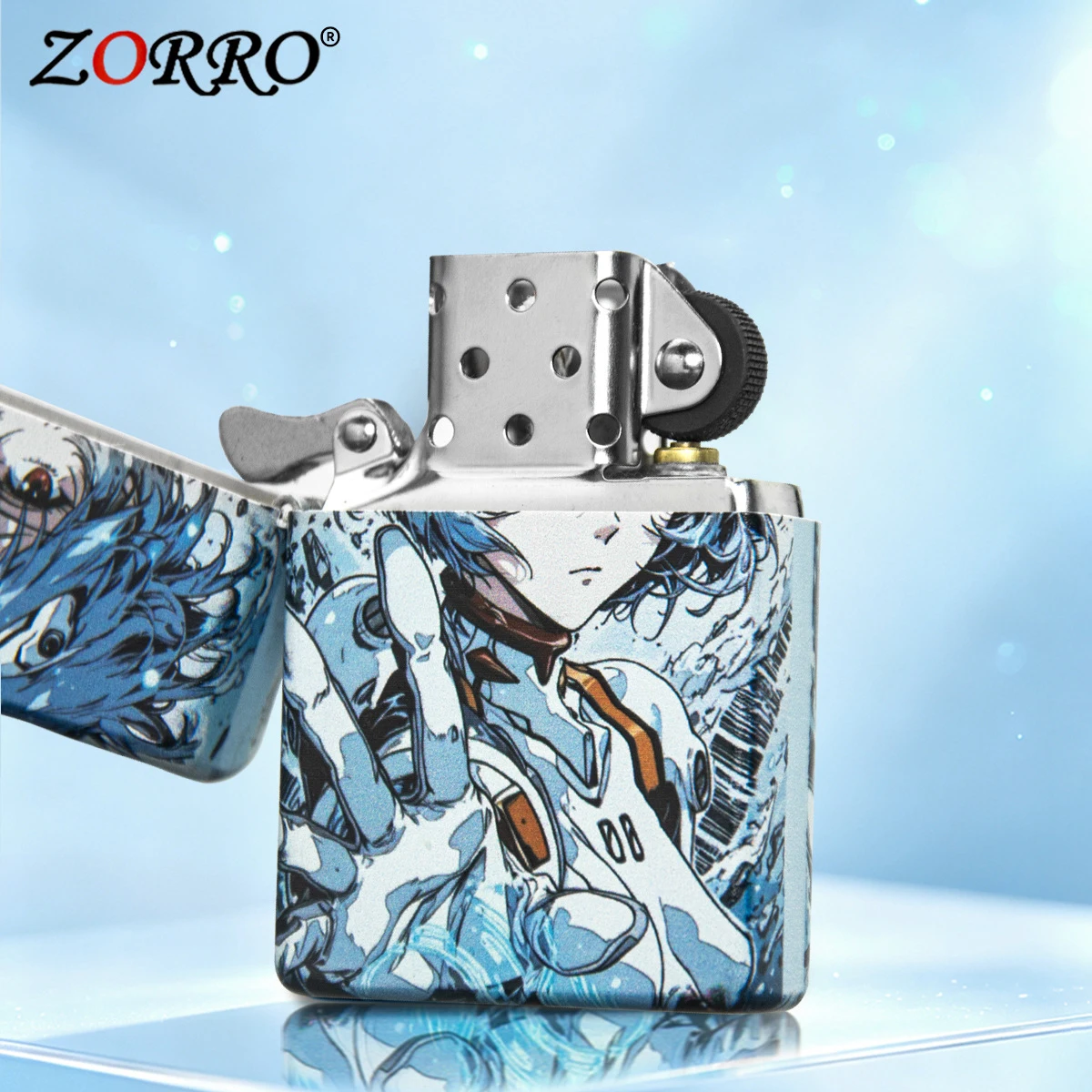 New ZORRO Color Printing Kerosine Lighter, Metal Body Windproof Grinding Wheel Ignition, Retro Personalized Men's Smoking Gift