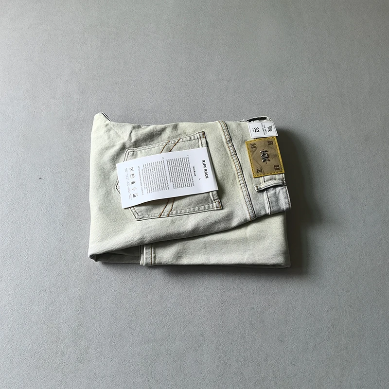 

American Sle Slim Fit White Jeans Men's Casual Long Pants Spring Autumn Vintage Waed Faion Simple Modern Straight Leg J...