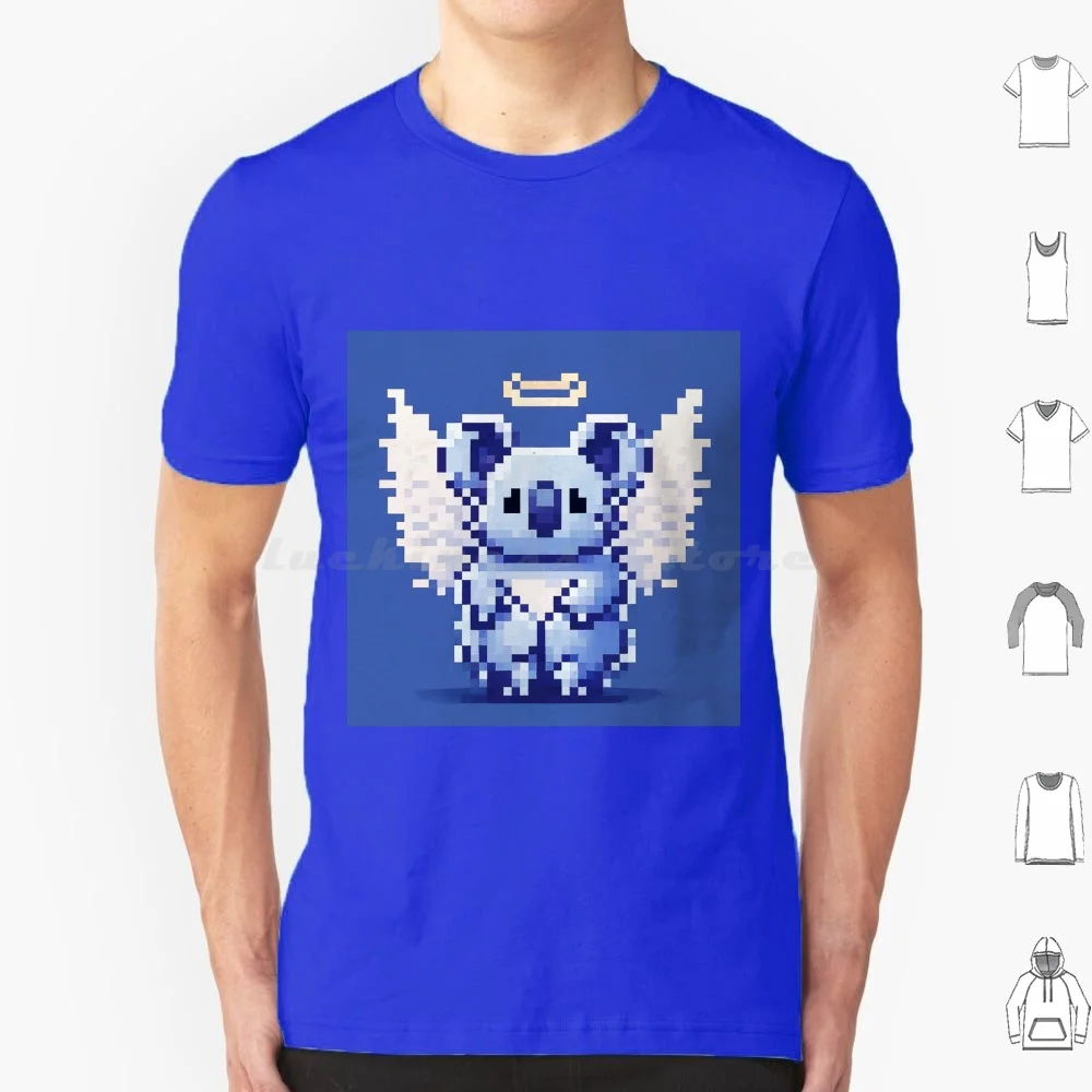 Heavenly Koala T Shirt Big Size 100% Cotton Pixel Art Koala Angel Cute Adorable Heavenly Eucalyptus