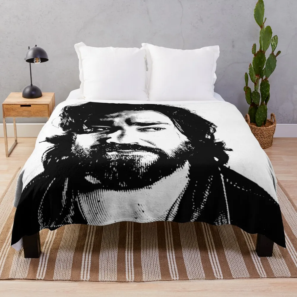 

Matt Berry Black & White Portrait (Linocut) Throw Blanket christmas gifts warm for winter Luxury St Blankets