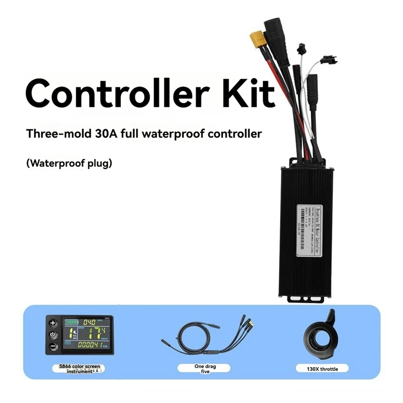 Three Mode Ebike Controller 24V/36V/48V With S866 LCD Color Display Waterproof Connector 1000W Motor Conversion Parts