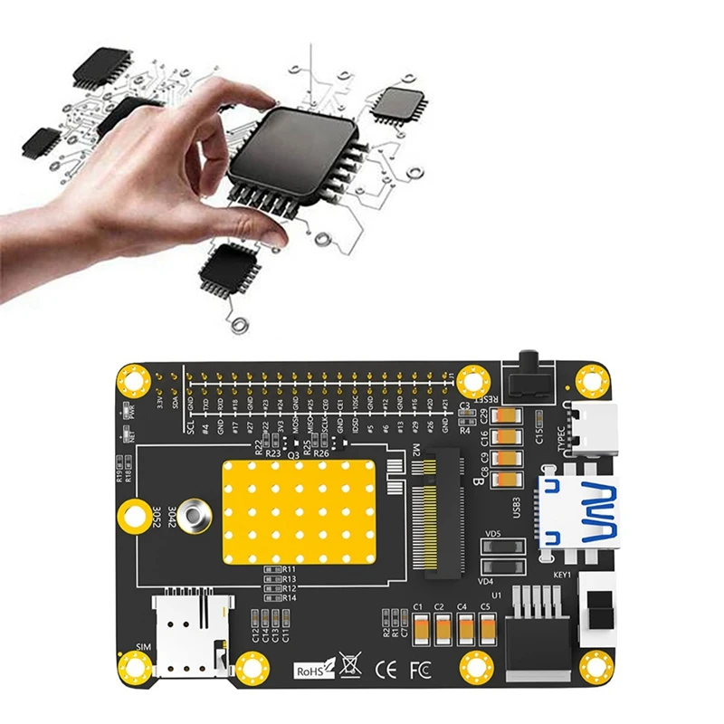 База 4G/5G HAT M.2 B Key To USB3.0 Карта расширения со слотом для SIM-карты для Raspberry Pi 5 для RM500Q RM500U GM800 SIM8200