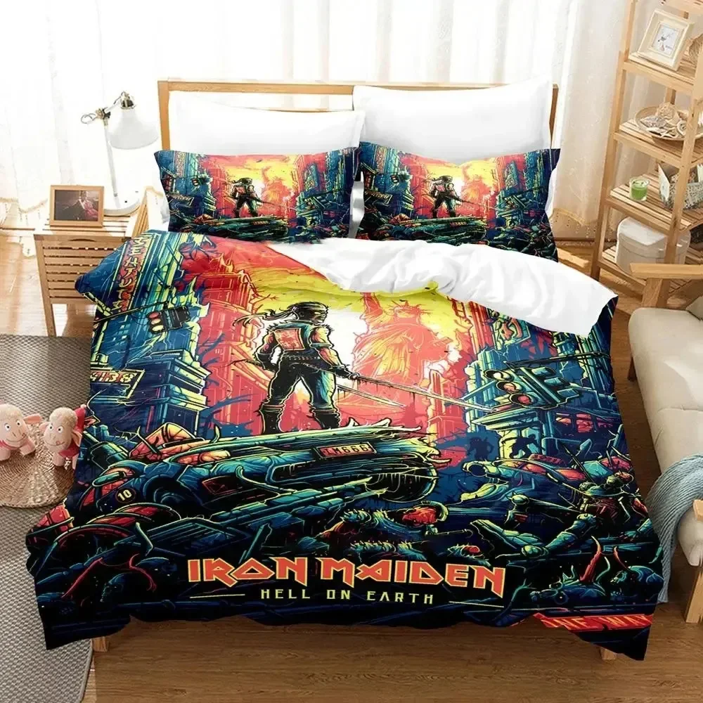 

Iron Heavy Metal Maidens Bedding Set Duvet Cover Bed Set Quilt Cover Pillowcase Comforter king Queen Size Boys Adult Bedding Set