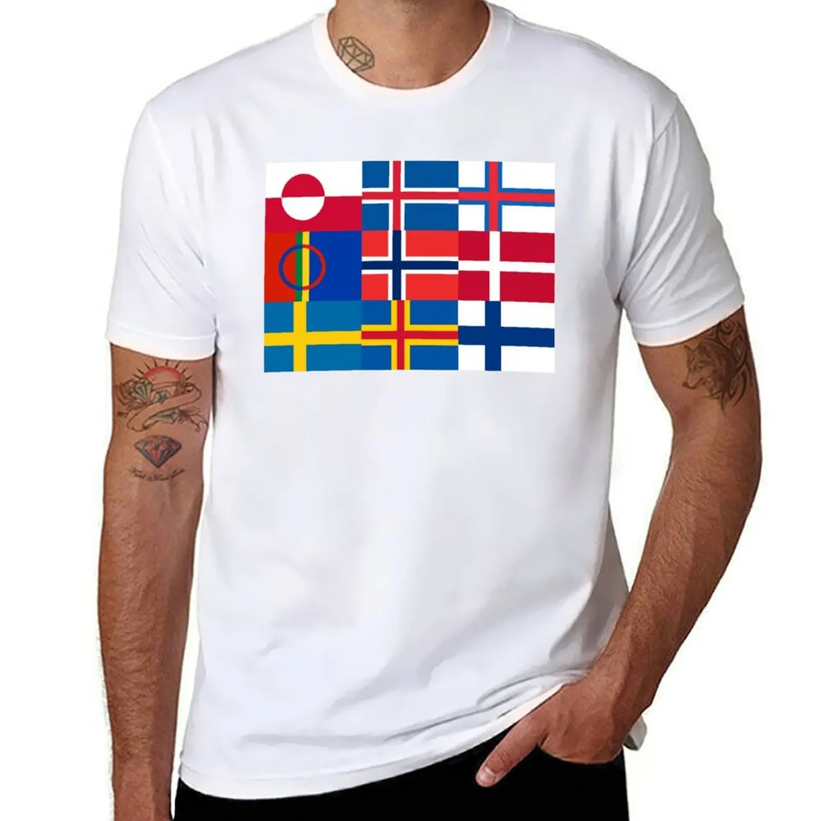 

Nordic Flags Geo East to West T-Shirt man t shirt summer man t shirts graphic T-Shirt