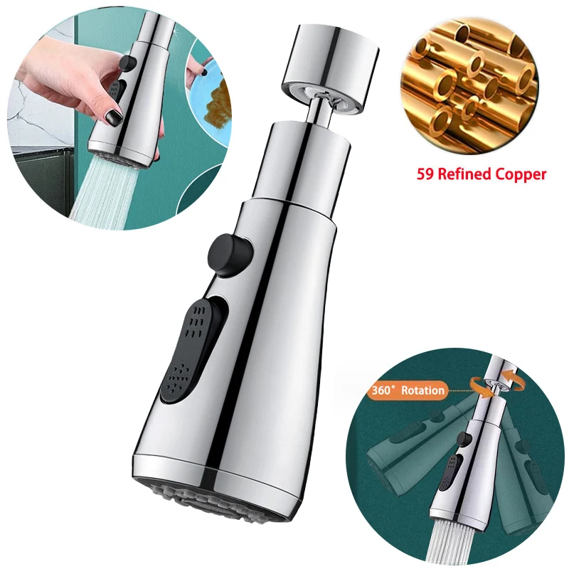 

New 360° Rotation Kitchen Faucet Extender Anti -Splash Aerator 2 Modes Kitchen Sink Nozzle Accessory With Universal Adapter