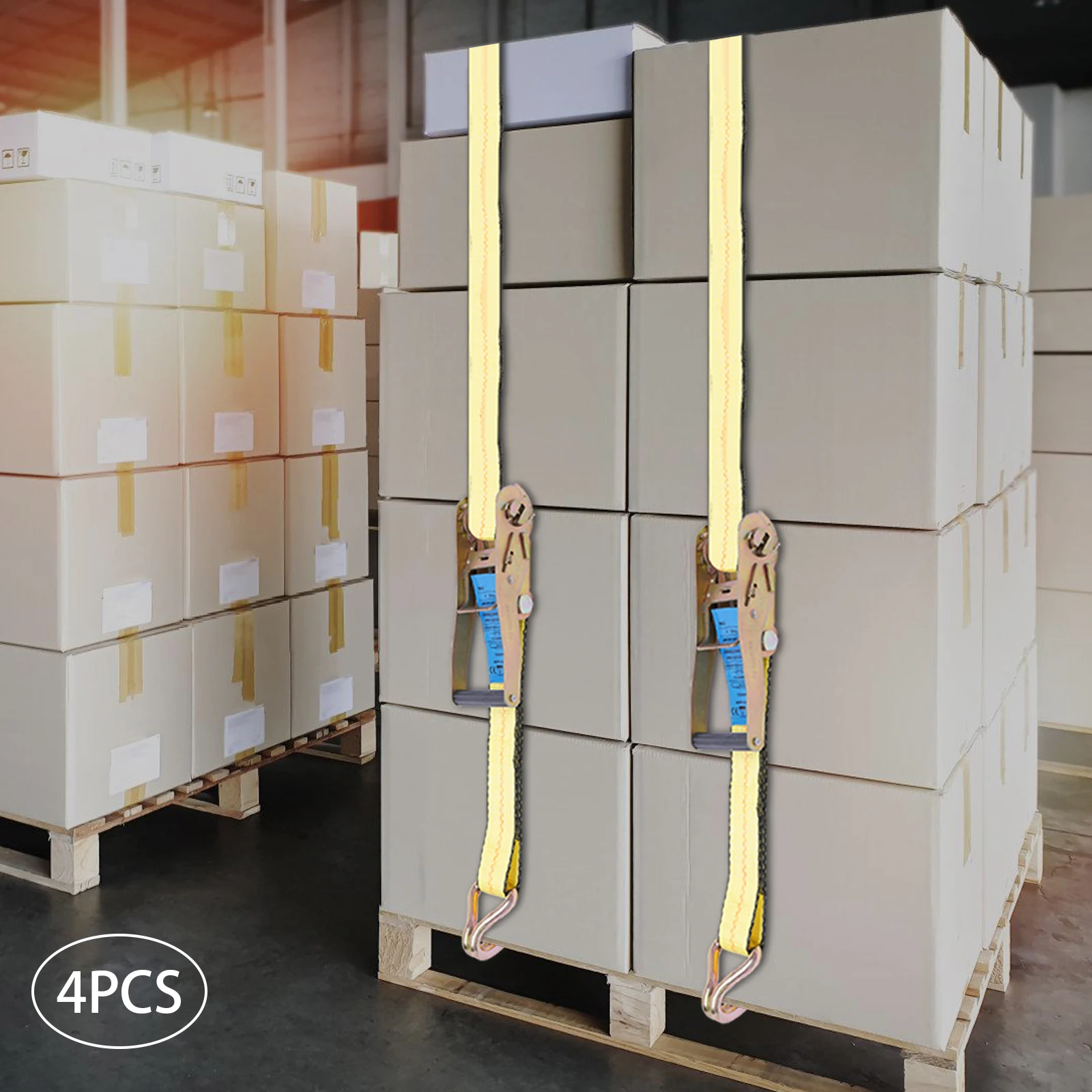 4 PACK Vastbindriemen Ratel Dubbele J-haak Heavy Duty 11000 lbs 2''x 27ft NIEUW