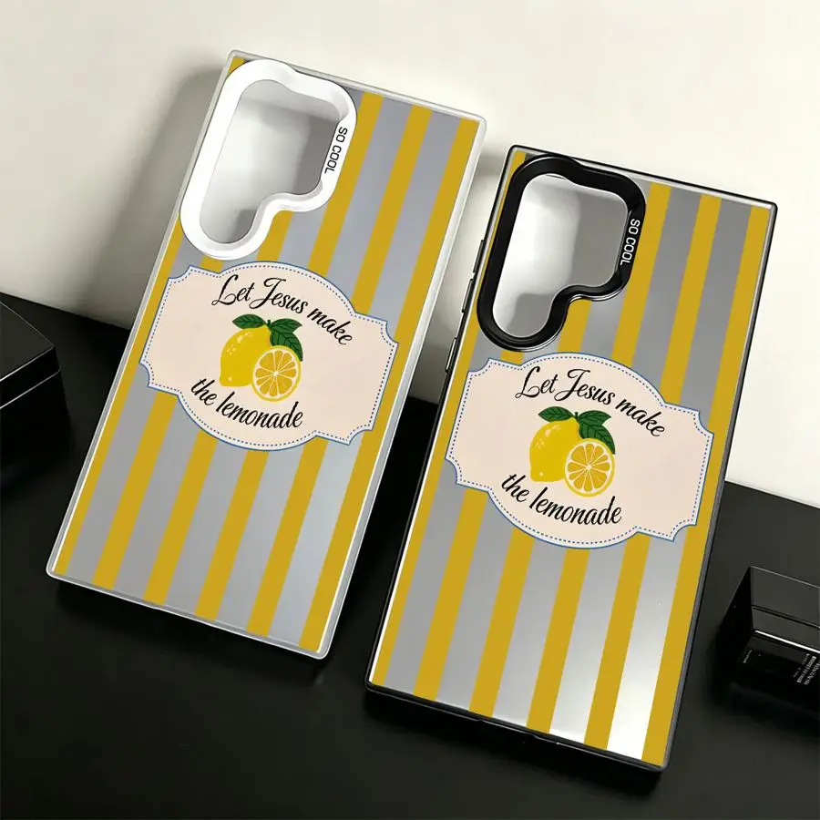Phone Cover Case for Samsung Galaxy S26 S23 S21 S25 Edge S24 FE Note 20 Ultra S22 S23 Ultra S20 Plus Vintage Lemon Stripe