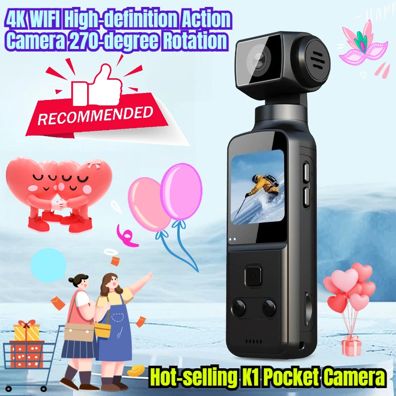 

Hot-selling K1 Pocket Camera 4K WIFI High-definition Action Camera 270-degree Rotation