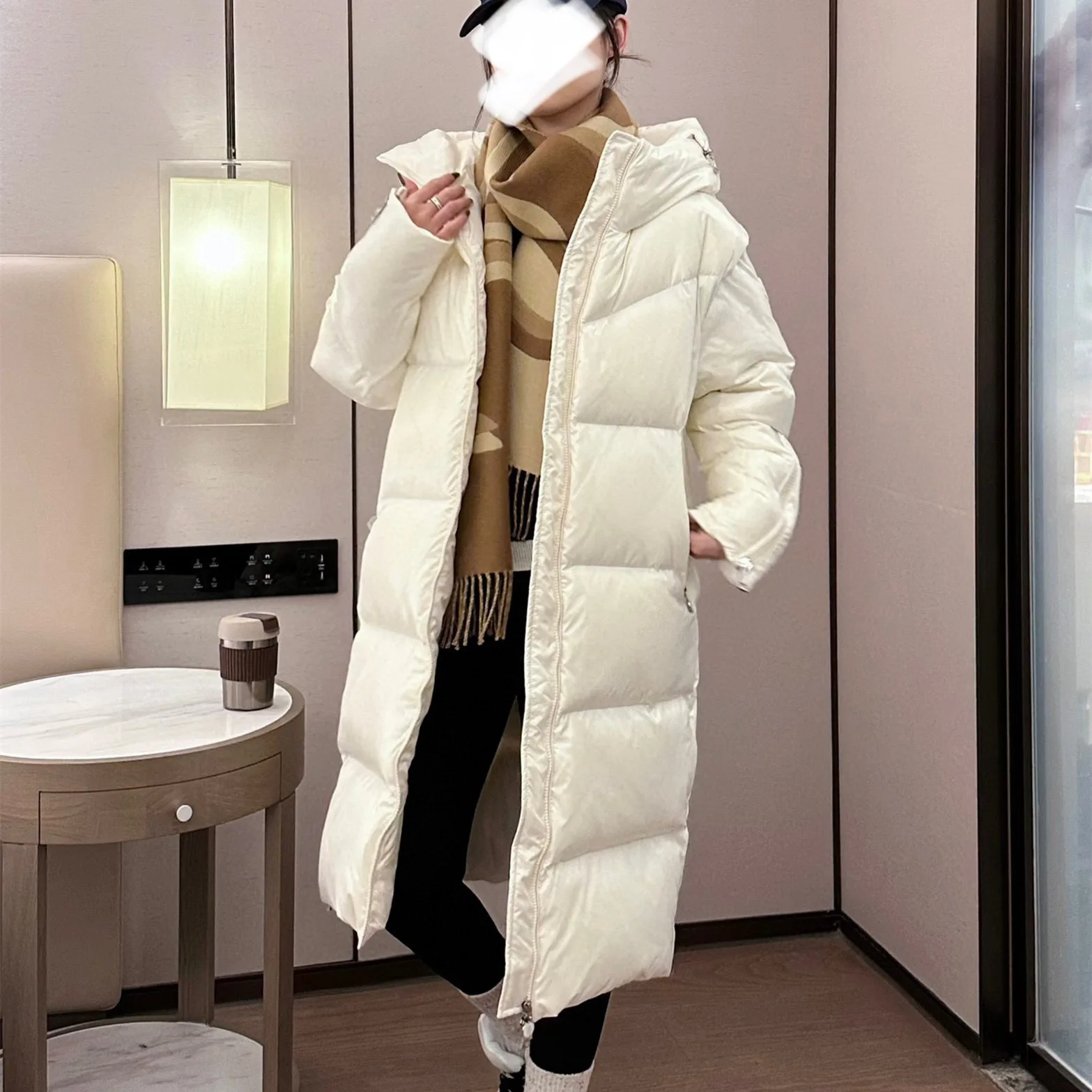 Winter New 90% Goose Down Women\'s Down Jacket Medium Length Hooded and Thickened Warm Commuting Coat
