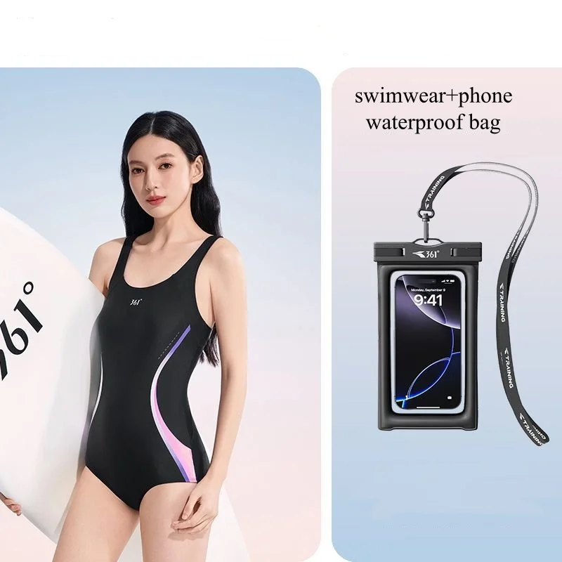 361Women Professional WaterProof Athletic Surfing Beach SwimWear Goggles Cap One Piece Quick-Drying Push Up Spandex Bathing Suit