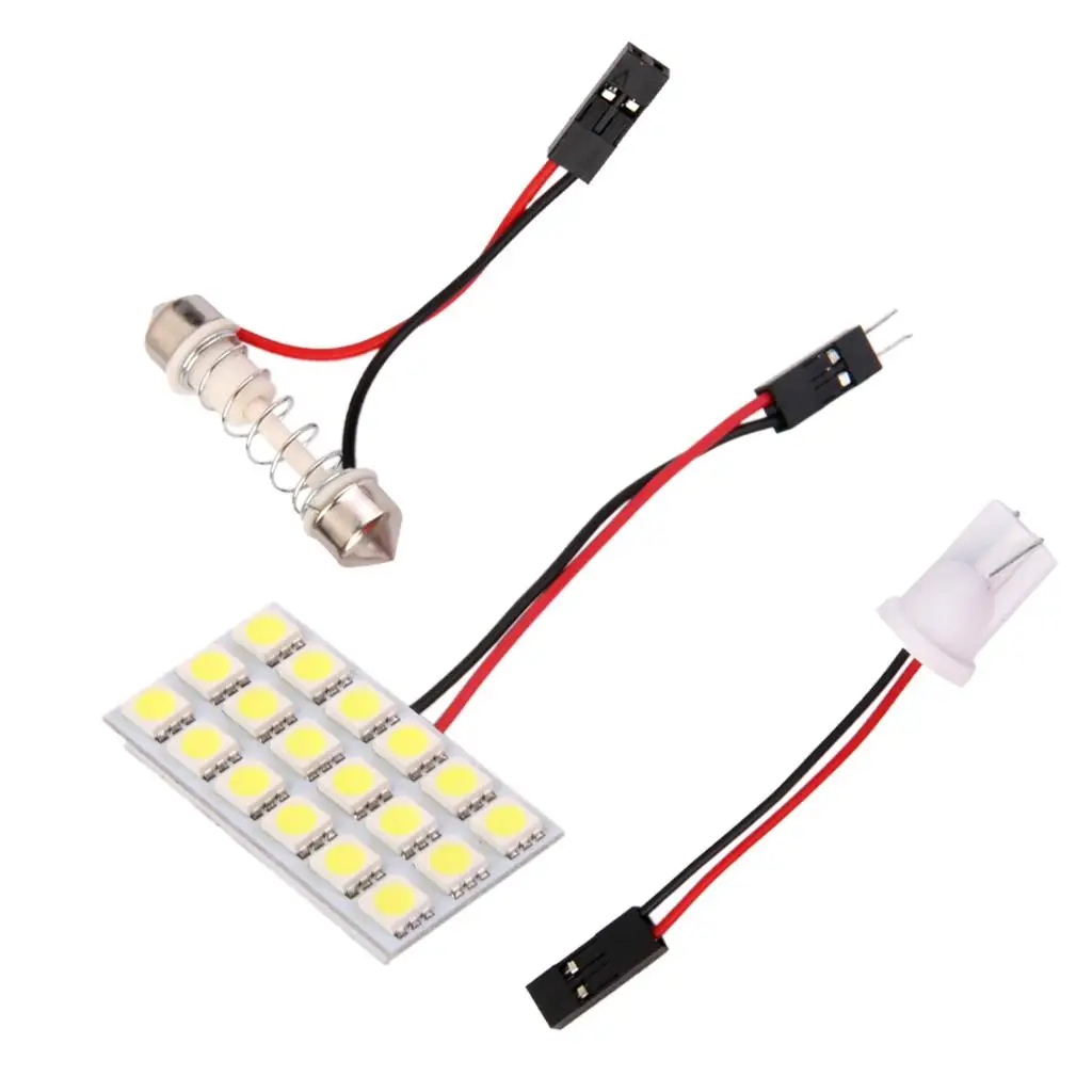 T050 18-SMD LED Panel Car Interior Dome Light Adapter- White