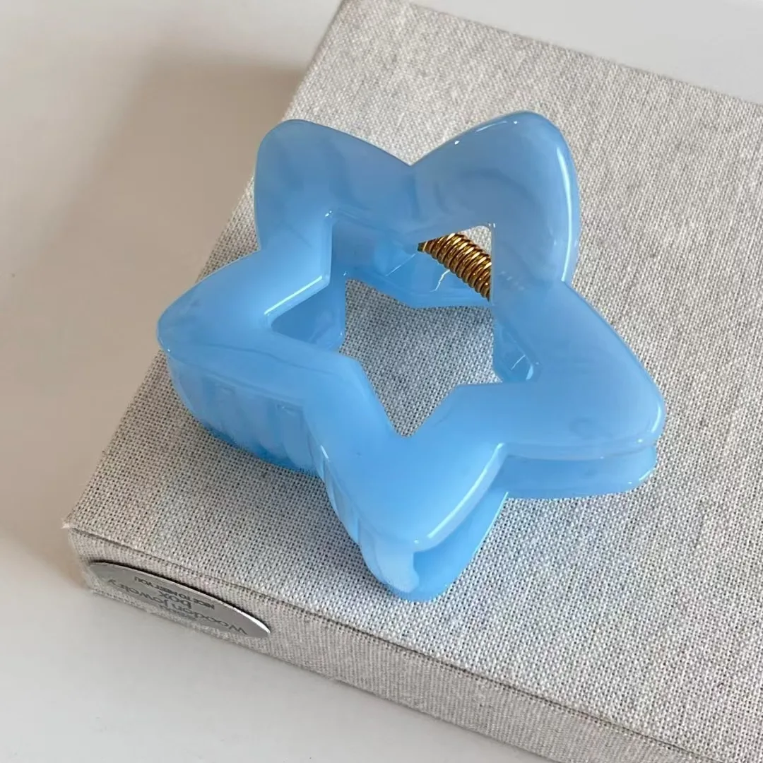 2 Stück Elegante Blaue Gelee-Haarklammern mit Musiknoten, Rutschfeste Pentagramm-Stern-Haarspangen für Dickes Haar, Koreanische Haarklammern für Pferdeschwänze – Detail 3