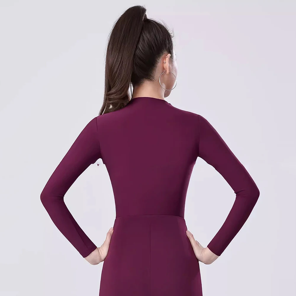 

Новая женская блузка для латиноамериканских танцев 2026 года: топ-леотард с длинным рукавом для бальных танцев, сальсы, вальса, тренировок и выступлений