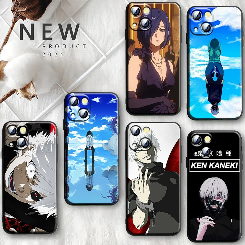 Anime Tokyo Ghoul Cute Apple iPhone Case For 16 15 14 13 12 11 Mini XS XR X Pro Max Plus Black Soft Cover