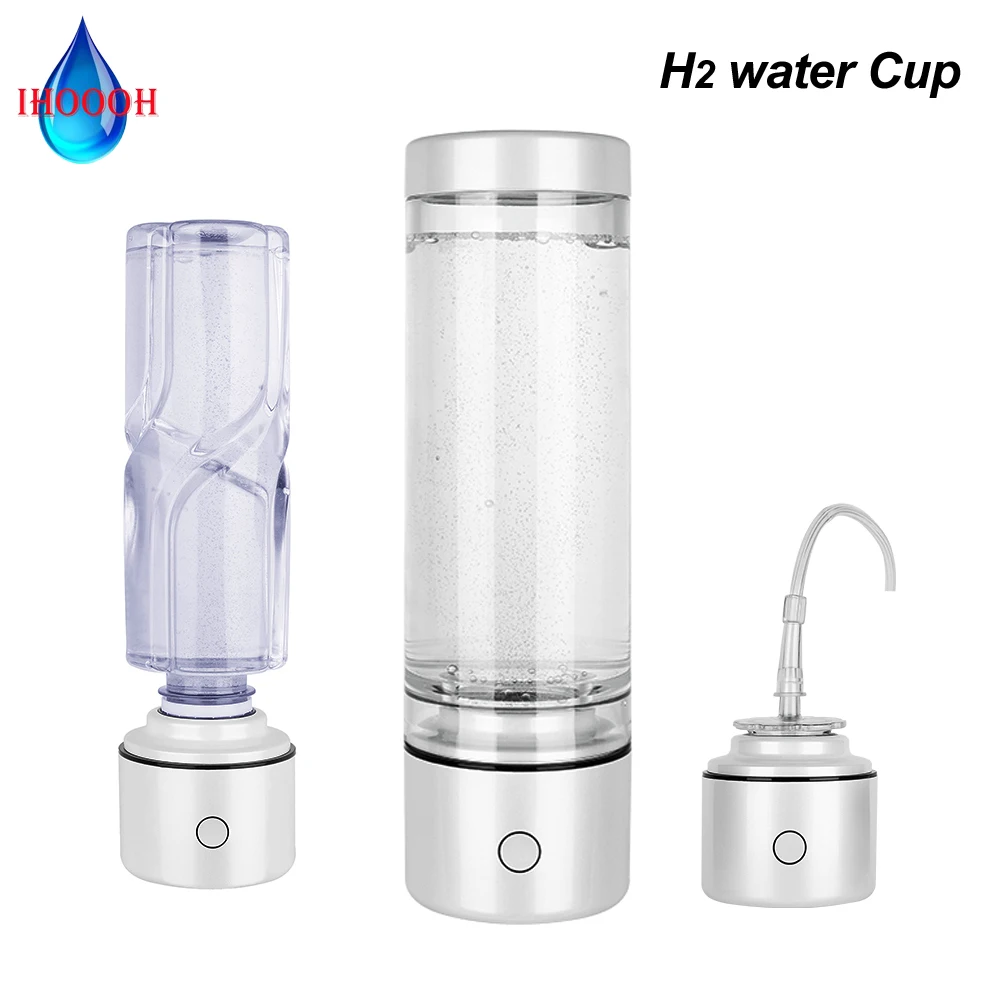 

IHOOOH Nano Hydrogen Rich Water Bottle/Cup H2 Generator Black Gold Ionic Membrane Alkaline Anti Aging Ionizer Mini Respirator