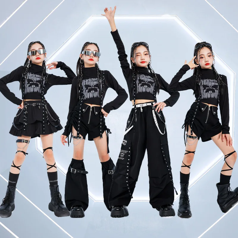 

Girls Hip Hop Crop Top Shorts Street Dance Cargo Pants Kids Streetwear Skirts Children Jazz Costumes Group K-pop Clothes Sets