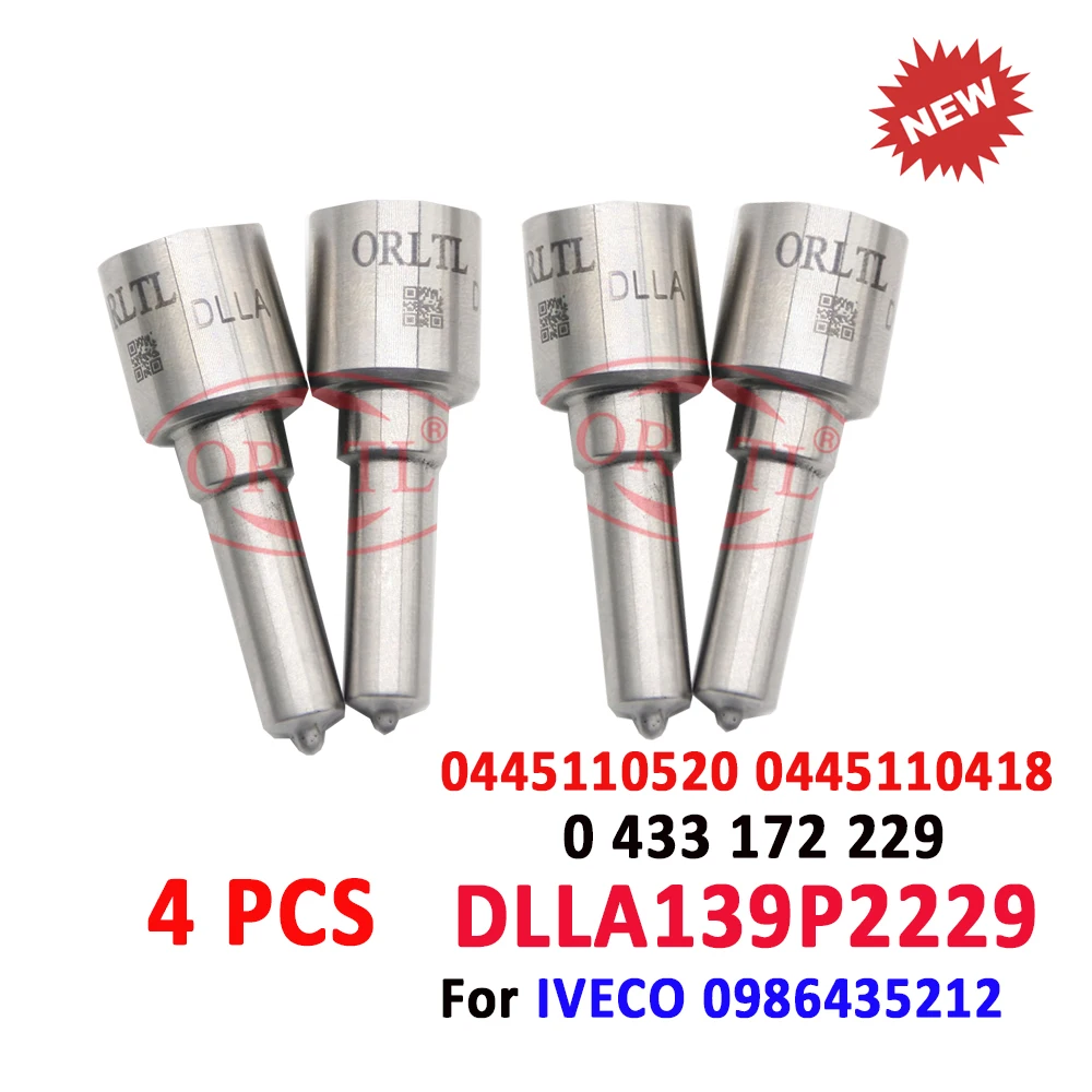 

4 Piece ORLTL 0445110418 Diesel Injector Nozzle DLLA139P2229 DLLA 139P 2229 0433172229 For Iveco 0445110520 5801594342 504389548