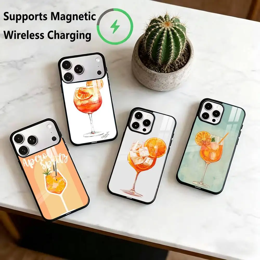 

Aperol S-Spritz Phone Case For iPhone17,16,15,14,13,12,11 Plus,Pro Compatible with magnetic wireless charging