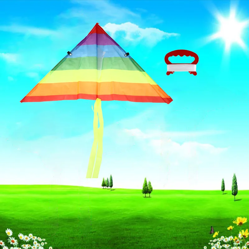 New Colorful Rainbow Kite Outdoor Kites Flying Toys Kite For Children Kids With 60M Kite String Outdoor Fun Sports Kites Toys