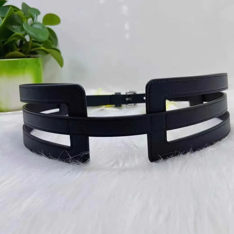 Big Hollow Pattern Cummerbund Female Genuine Cowhide Luxury Quality Gift Women Famous Stars Favorite Waist Belt