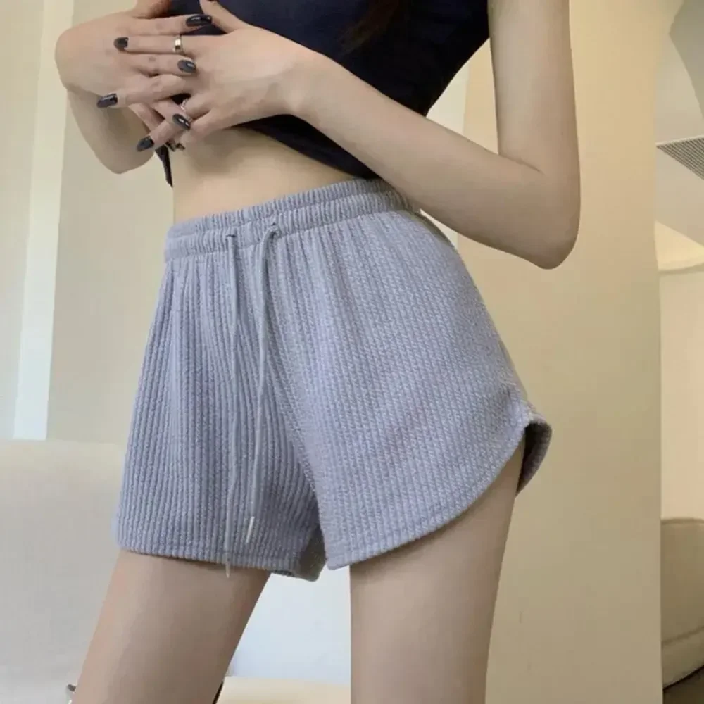 

Woman Shorts Elastic Drawstring Lace Up High Waist Wide Leg Trousers Casual Wear Plus Size Summer Solid Shorts Casual Sports Pan