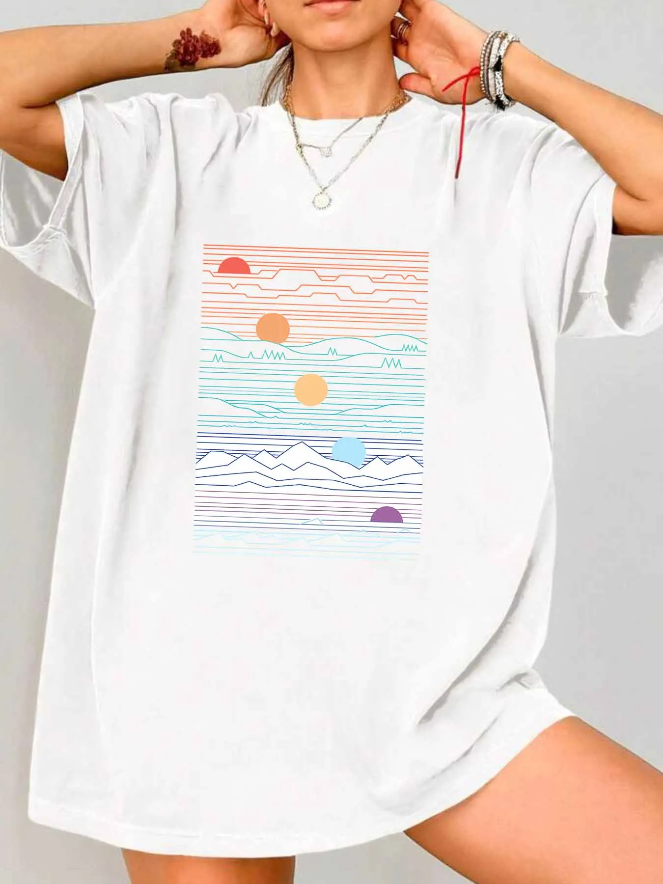 

【10114】Женская футболка больших размеров с круглым вырезом и мультяшным узором, эластичная футболка с короткими рукавами и трендовым принтом