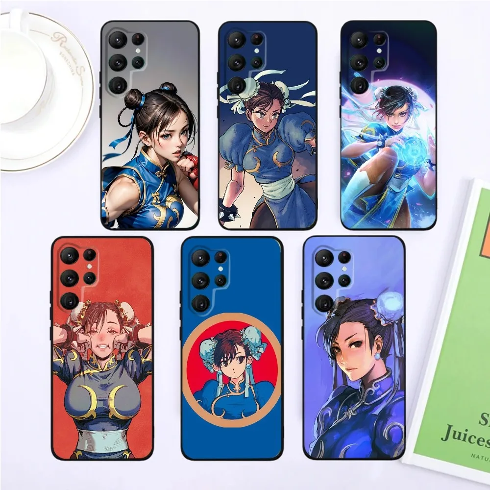 

ChunLi S-Street F-Fighter Phone Case For SamsungS24,S23,S22,S21,Ultra Pro S10,S30Plus,S9,20lite Black Cover