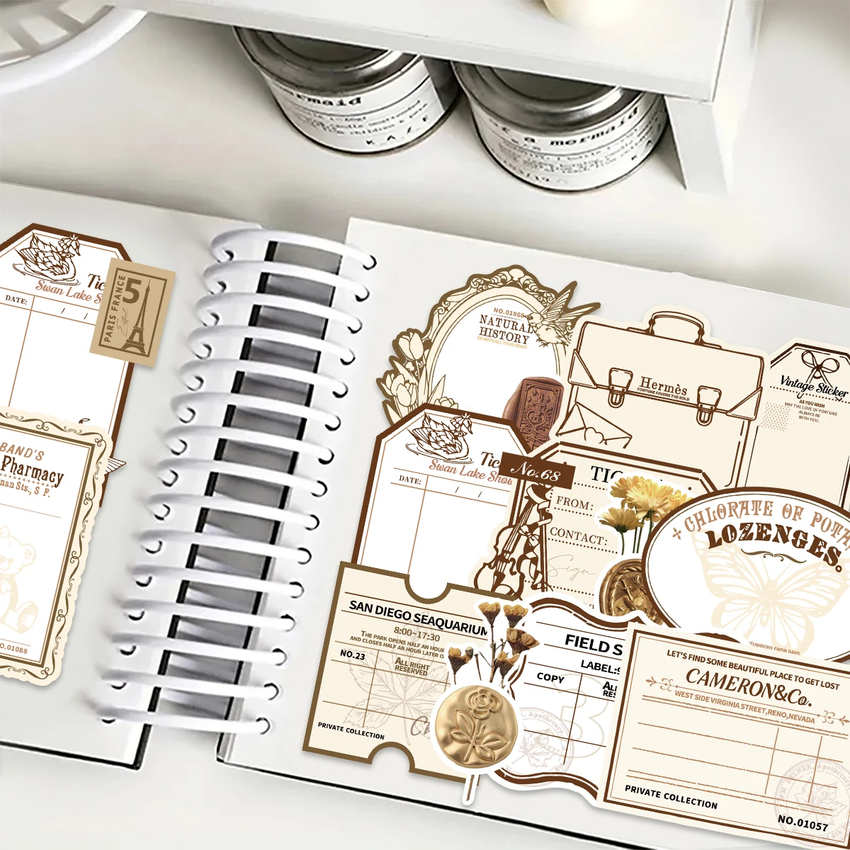 30pcs Elegant Rose Stamp Pattern Stickers for Notebooks, Water Bottles, Luggage and Mobile Phones, Handmade Scrapbook, Stickers