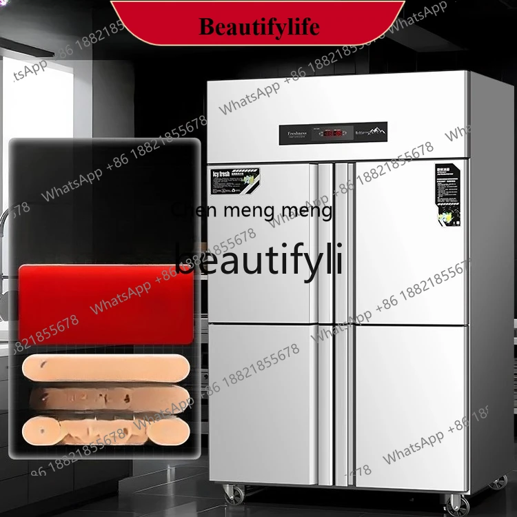 

AB02 Commercial Four-Door Refrigerator Vertical Stainless Steel Large Capacity Freezer Kitchen Hotel Dual Temperature