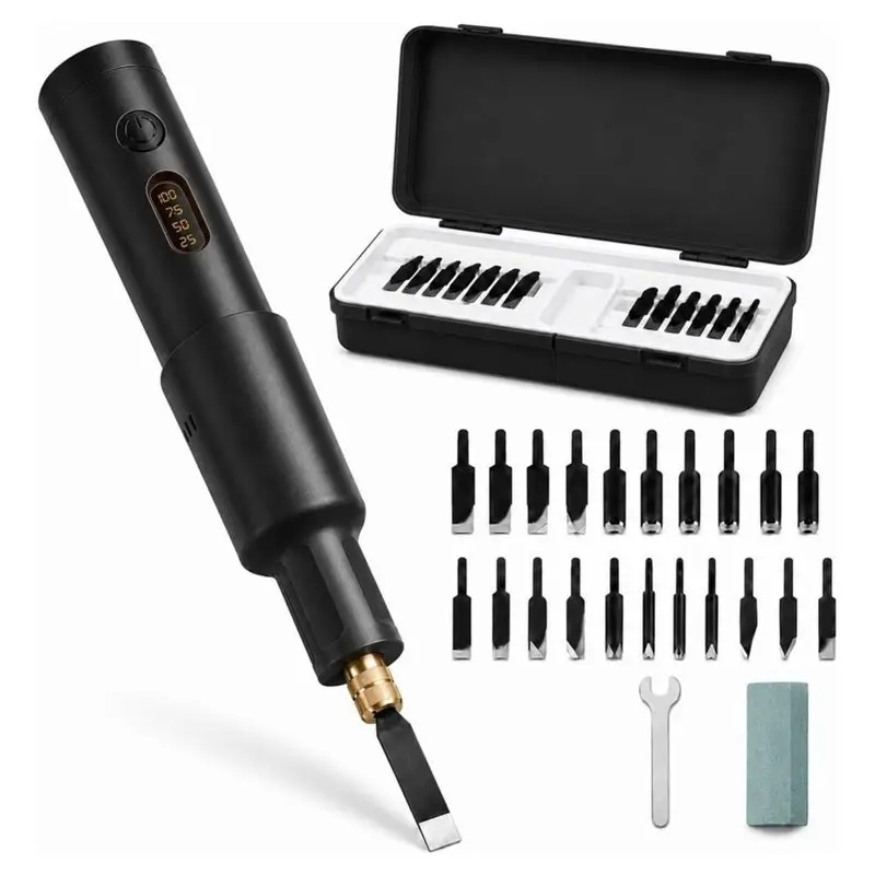 SHGO-USB-C Rechargeable Electric Carving Tool Set-20 Blades Cordless Wood Carving Chisel Kit Power Carving