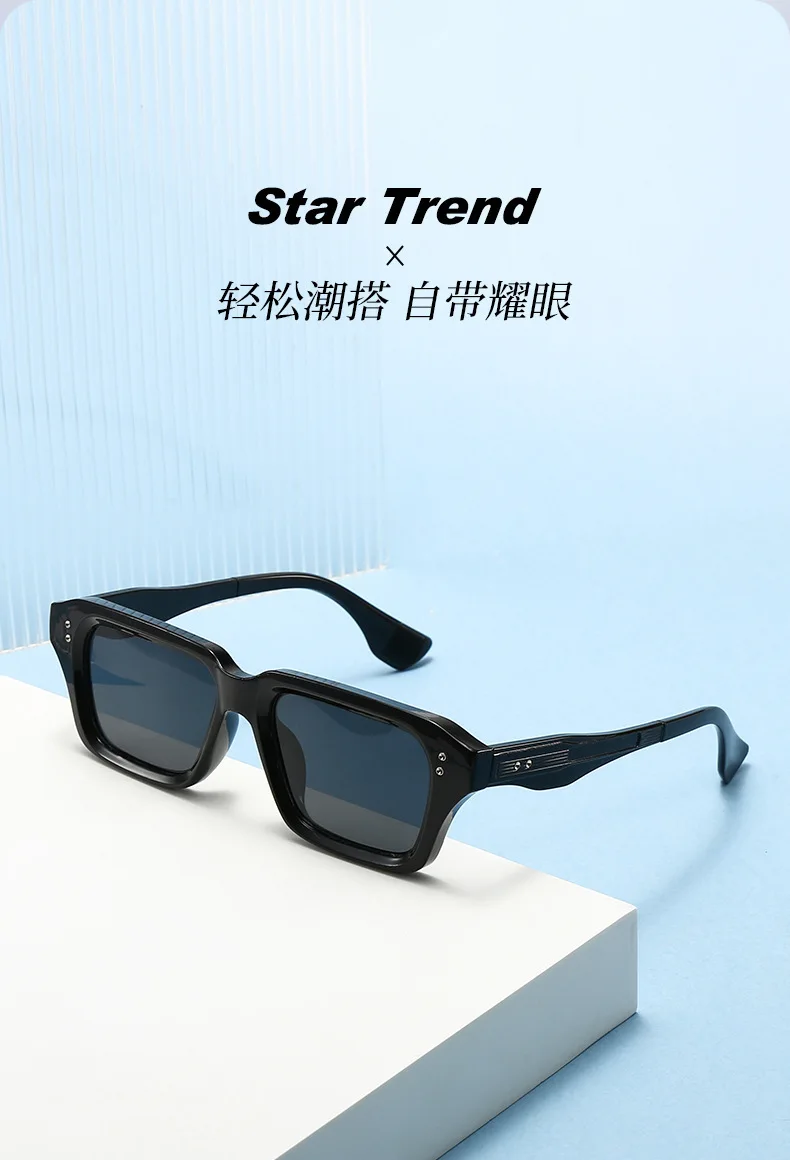 Luxus Vintage Nieten Schmücken Quadratischen Rahmen Sonnenbrille Frauen Männer Mode Designer Shades Sommer Reisen Stick Brillen UV400 – Detail 5